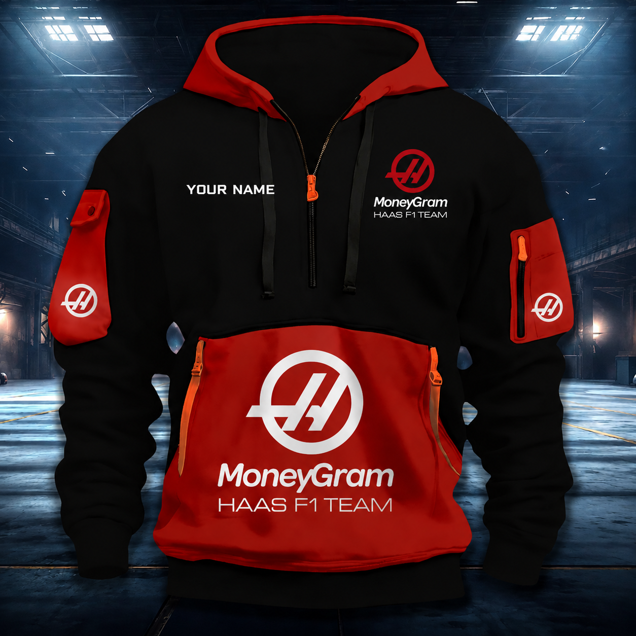 LIMITED RUN - NEW CUSTOMIZED F107 TGR HAAS QUARTER ZIP HOODIE