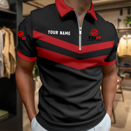 LIMITED EDITION - NEW CUSTOMIZED F107 TGR HAAS ZIP POLO SHIRT