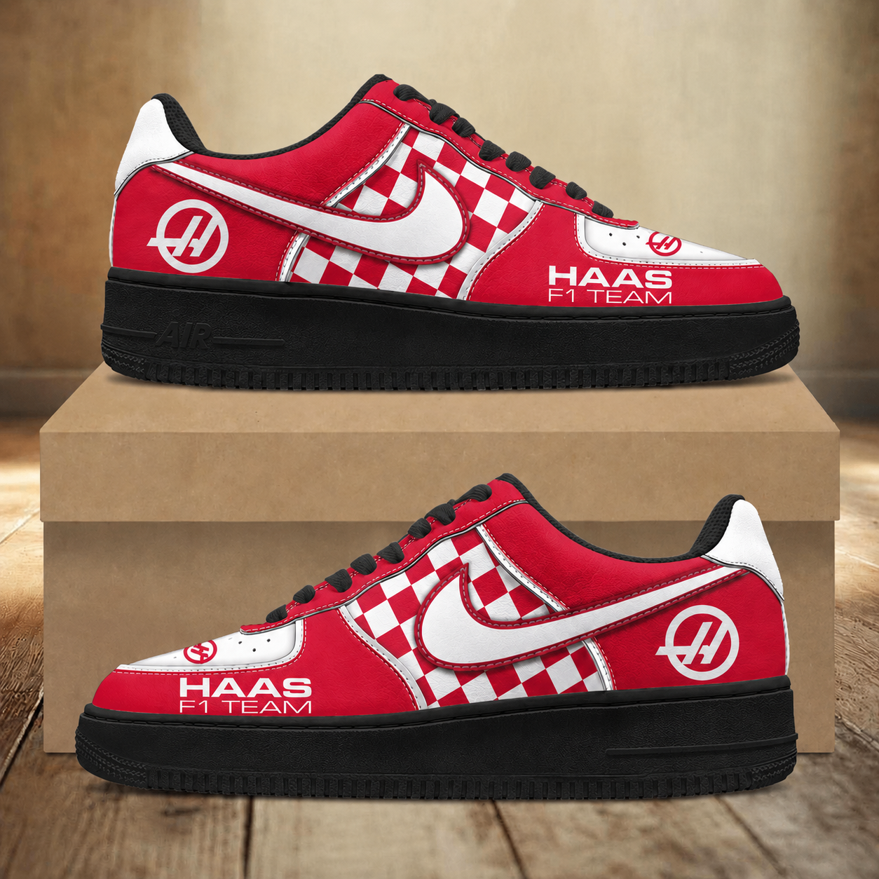 LIMITED RUN - NEW CUSTOMIZED F107 TGR HAAS AF1 SNEAKERS