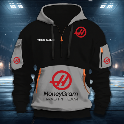 LIMITED RUN - NEW CUSTOMIZED F107 TGR HAAS QUARTER ZIP HOODIE