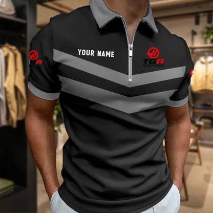 LIMITED EDITION - NEW CUSTOMIZED F107 TGR HAAS ZIP POLO SHIRT