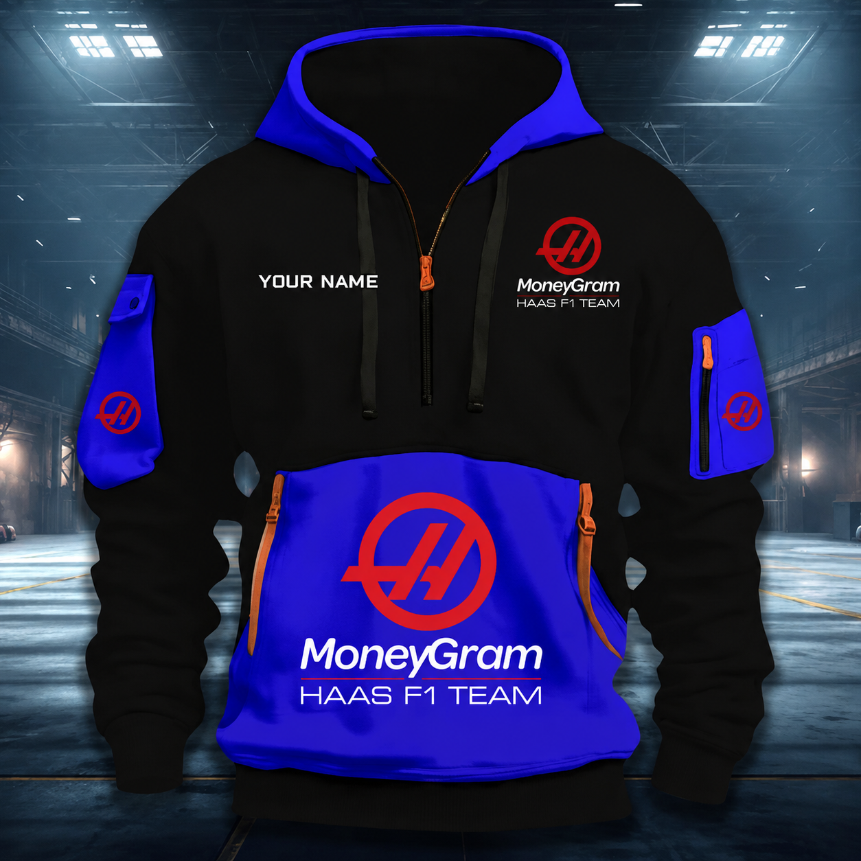 LIMITED RUN - NEW CUSTOMIZED F107 TGR HAAS QUARTER ZIP HOODIE