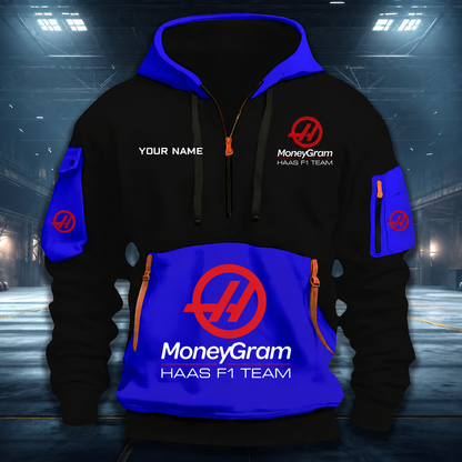 LIMITED RUN - NEW CUSTOMIZED F107 TGR HAAS QUARTER ZIP HOODIE