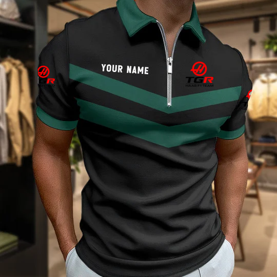 LIMITED EDITION - NEW CUSTOMIZED F107 TGR HAAS ZIP POLO SHIRT