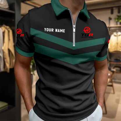 LIMITED EDITION - NEW CUSTOMIZED F107 TGR HAAS ZIP POLO SHIRT