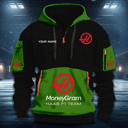 LIMITED RUN - NEW CUSTOMIZED F107 TGR HAAS QUARTER ZIP HOODIE