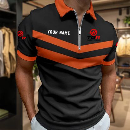 LIMITED EDITION - NEW CUSTOMIZED F107 TGR HAAS ZIP POLO SHIRT