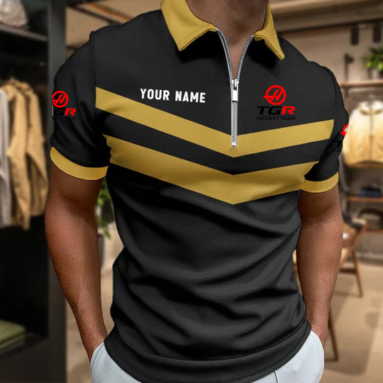 LIMITED EDITION - NEW CUSTOMIZED F107 TGR HAAS ZIP POLO SHIRT