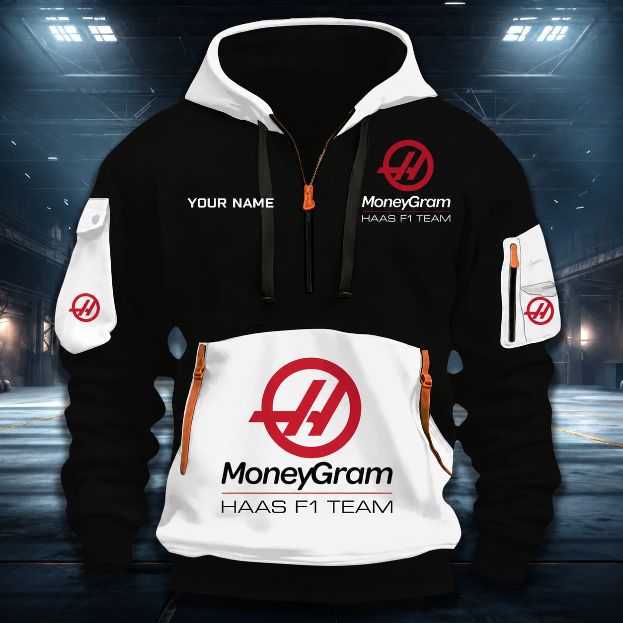 LIMITED RUN - NEW CUSTOMIZED F107 TGR HAAS QUARTER ZIP HOODIE