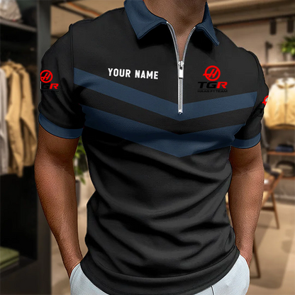 LIMITED EDITION - NEW CUSTOMIZED F107 TGR HAAS ZIP POLO SHIRT