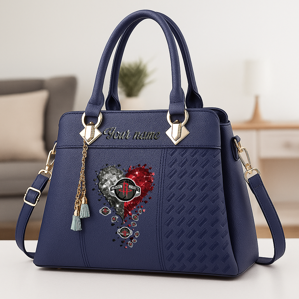 LIMITED EDITION - NEW CUSTOMIZED NBA07 HRO HOUSTON ROCKETS ZIP HANDBAG MULTICOLOR