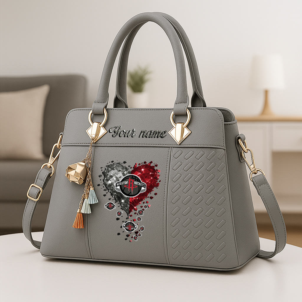 LIMITED EDITION - NEW CUSTOMIZED NBA07 HRO HOUSTON ROCKETS ZIP HANDBAG MULTICOLOR