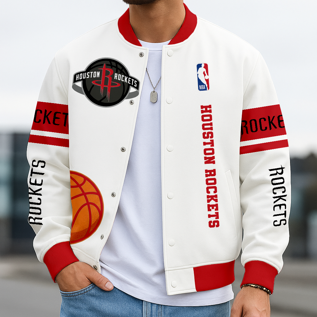 LIMITED EDITION - NEW CUSTOMIZED NBA07 HR HOUSTON ROCKETS BASEBALL JACKET