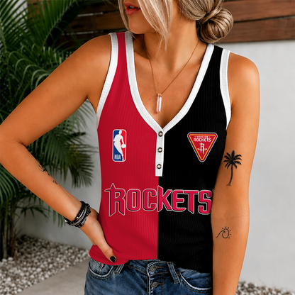 [HOT DEAL] NEW CUSTOMIZED NBA07 HRO HOUSTON ROCKETS WOMEN'S V-NECK TANK TOP