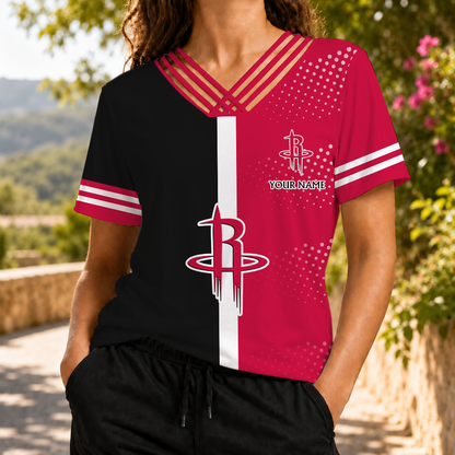 LIMITED EDITON - NEW CUSTOMIZED NBA07 HRO HOUSTON ROCKETS V-NECK SHIRT