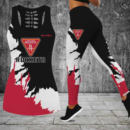 [HOT DEAL] NEW CUSTOMIZED NBA07 HRO HOUSTON ROCKETS HOLLOW TANK TOP & LEGGINGS SET