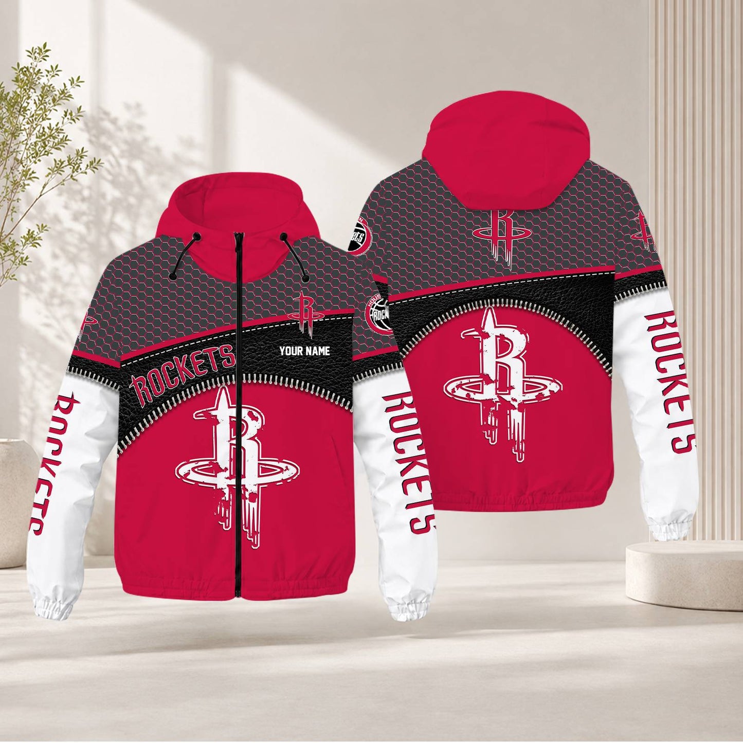 LIMITED EDITION - NEW CUSTOMIZED NBA07 HRO HOUSTON ROCKETS WINDBREAKER JACKET