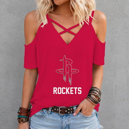 LIMITED EDITION - NEW CUSTOMIZED NBA07 HRO HOUSTON ROCKETS CRISS CROSS V-NECK TOP