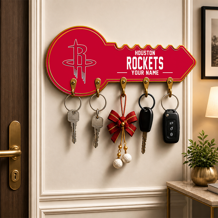 [HOT DEAL] NEW CUSTOMIZED NBA07 HRO HOUSTON ROCKETS WALL KEY HOLDER FOR HOME