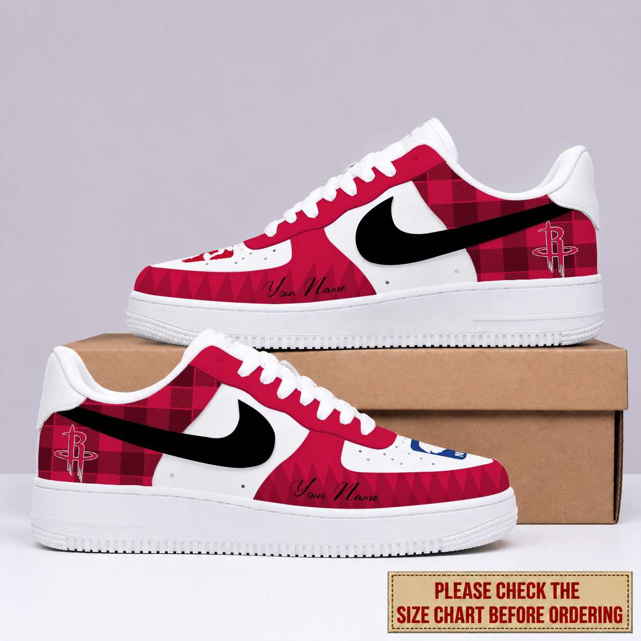 EXCLUSIVE EDITION - NEW CUSTOMIZED NBA07 HRO HOUSTON ROCKETS AF1 SNEAKERS