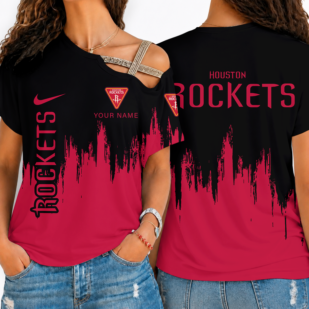 [HOT DEAL] NEW CUSTOMIZED NBA07 HRO HOUSTON ROCKETS SHOULDER SHIRT