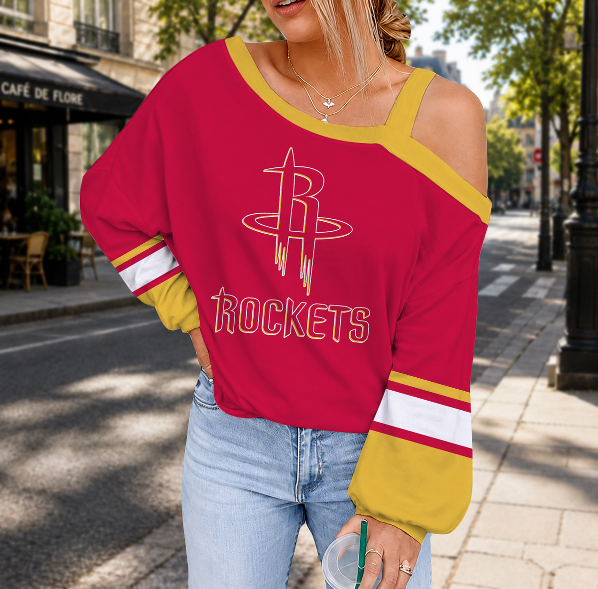 LIMITED EDITION - NEW CUSTOMIZED NBA07 HRO HOUSTON ROCKETS DROP SHOULDER SWEATSHIRT