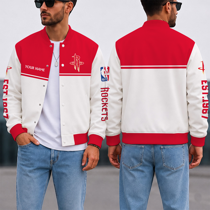 LIMITED EDITION - NEW CUSTOMIZED NBA07 HRO HOUSTON ROCKETS BASEBALL JACKET, SATIN VARSITY JACKET