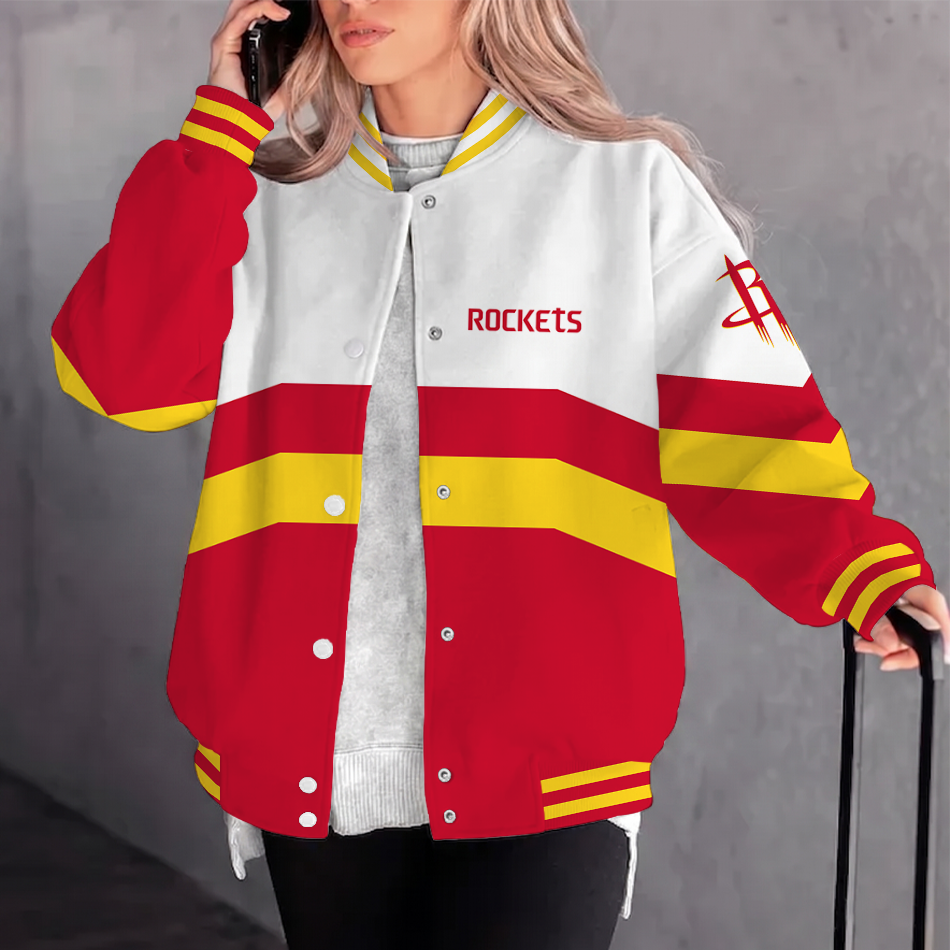[HOT DEAL] NEW CUSTOMIZED NBA07 HRO HOUSTON ROCKETS BASEBALL JACKET, SATIN VARSITY JACKET