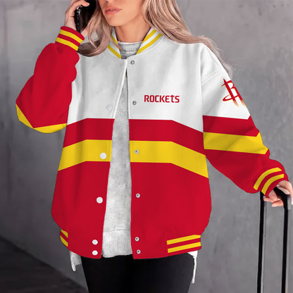 [HOT DEAL] NEW CUSTOMIZED NBA07 HRO HOUSTON ROCKETS BASEBALL JACKET, SATIN VARSITY JACKET