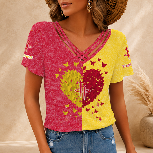 LIMITED EDITION - NEW CUSTOMIZED NBA07 HRO HOUSTON ROCKETS V-NECK SHIRT