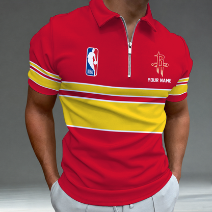 [HOT DEAL] NEW CUSTOMIZED NBA07 HRO HOUSTON ROCKETS ZIP POLO SHIRT