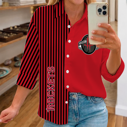 LIMITED EDITION - NEW CUSTOMIZED NBA07 HRO HOUSTON ROCKETS WOMEN CASUAL SHIRT FOR FAN