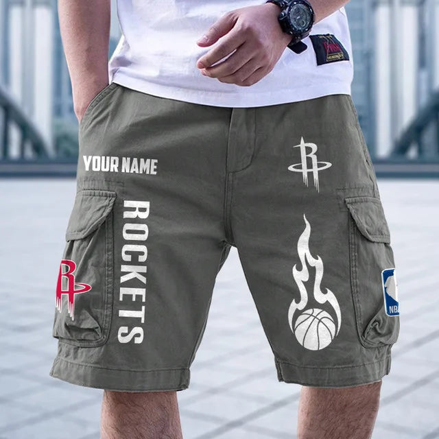 [HOT DEAL] NEW CUSTOMIZED NBA07 HRO HOUSTON ROCKETS CARGO SHORTS