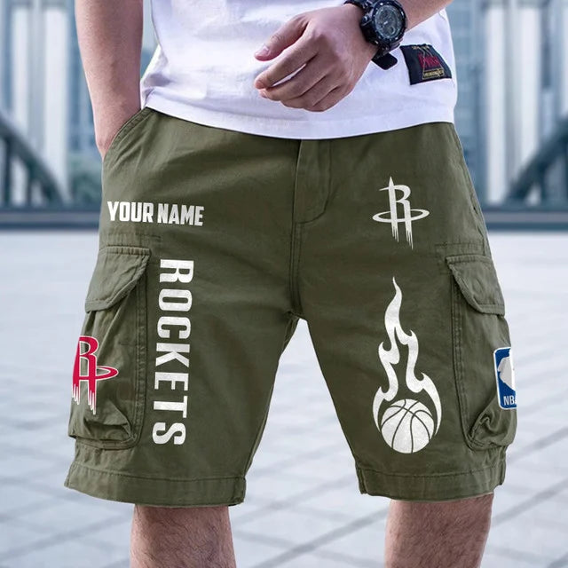 [HOT DEAL] NEW CUSTOMIZED NBA07 HRO HOUSTON ROCKETS CARGO SHORTS