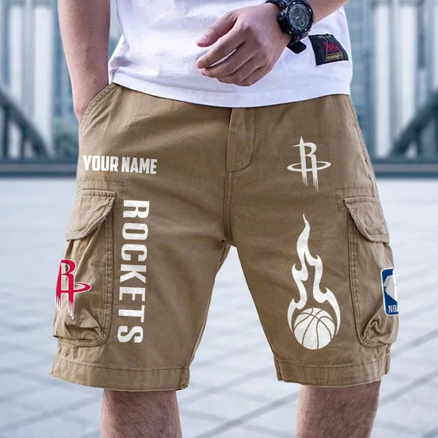[HOT DEAL] NEW CUSTOMIZED NBA07 HRO HOUSTON ROCKETS CARGO SHORTS