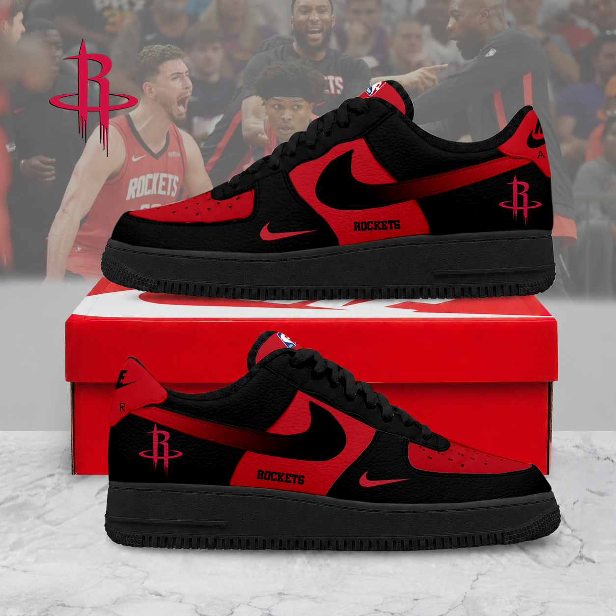 LIMITED EDITION - NEW CUSTOMIZED NBA07 HRO HOUSTON ROCKETS AF1 SNEAKERS