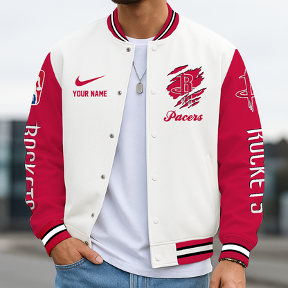 LIMITED EDITION - NEW CUSTOMIZED NBA07 HRO HT ROCKETS BASEBALL JACKET, SATIN VARSITY JACKET