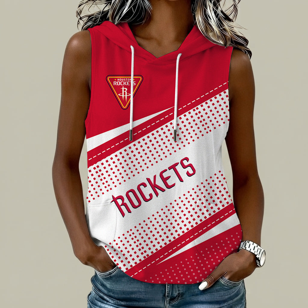 [HOT DEAL] NEW CUSTOMIZED NBA07 HRO HOUSTON ROCKETS  WOMEN'S SLEEVELESS HOODED POCKET TANK TOP