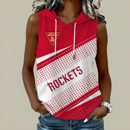 [HOT DEAL] NEW CUSTOMIZED NBA07 HRO HOUSTON ROCKETS  WOMEN'S SLEEVELESS HOODED POCKET TANK TOP