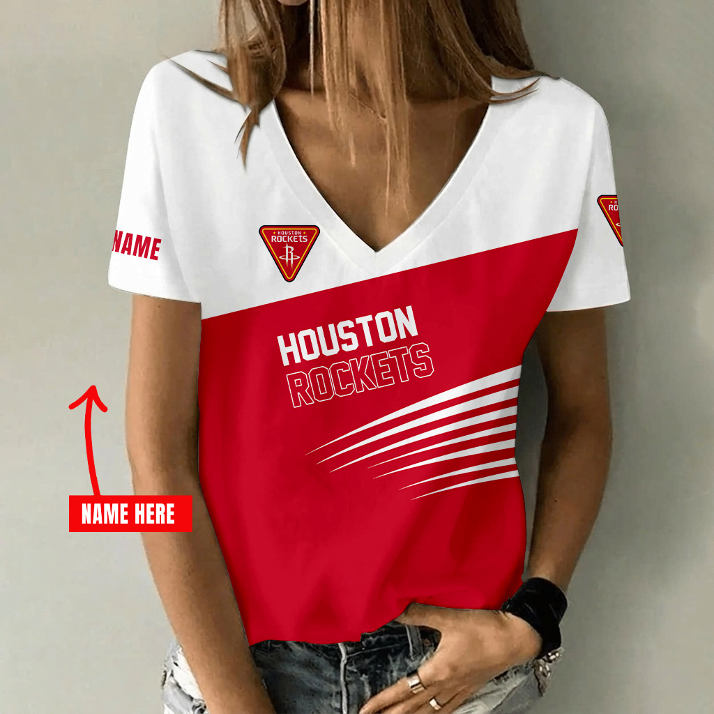 [HOT DEAL] NEW CUSTOMIZED NBA07 HRO HOUSTON ROCKETS V-NECK FEMALE SHIRT