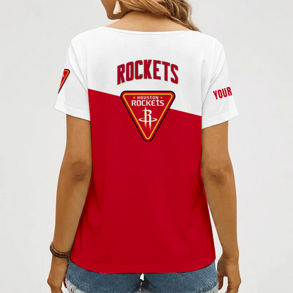 [HOT DEAL] NEW CUSTOMIZED NBA07 HRO HOUSTON ROCKETS V-NECK FEMALE SHIRT