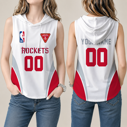 [HOT DEAL] NEW CUSTOMIZED NBA07 HRO HOUSTON ROCKETS  WOMEN'S SLEEVELESS HOODED POCKET TANK TOP