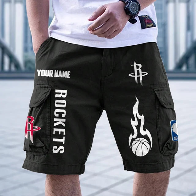 [HOT DEAL] NEW CUSTOMIZED NBA07 HRO HOUSTON ROCKETS CARGO SHORTS