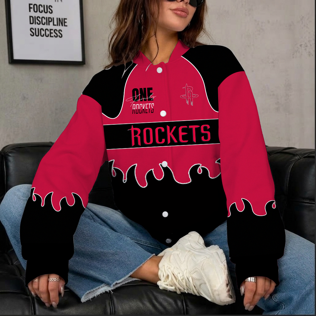 LIMITED EDITION - NEW CUSTOMIZED NBA07 HRO HOUSTON ROCKETS BASEBALL JACKET, SATIN VARSITY JACKET