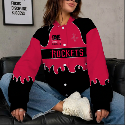 LIMITED EDITION - NEW CUSTOMIZED NBA07 HRO HOUSTON ROCKETS BASEBALL JACKET, SATIN VARSITY JACKET