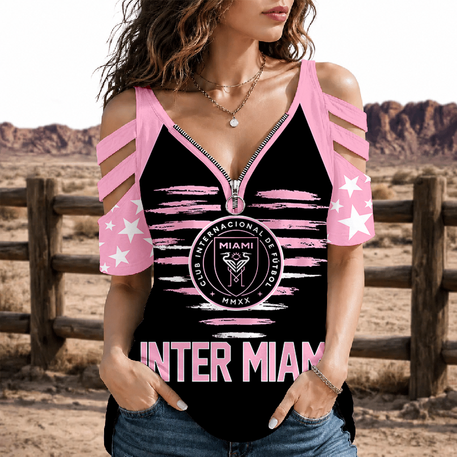 [FAN EXCLUSIVE] NEW CUSTOMIZED MLS07 IMC INTER MIAMI CF STRAPPY COLD-SHOULDER TOP