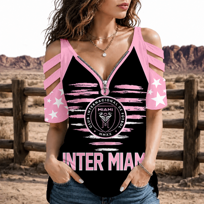[FAN EXCLUSIVE] NEW CUSTOMIZED MLS07 IMC INTER MIAMI CF STRAPPY COLD-SHOULDER TOP