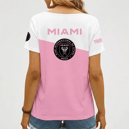 [FAN EXCLUSIVE] NEW CUSTOMIZED MLS07 IMC INTER MIAMI CF V-NECK FEMALE SHIRT