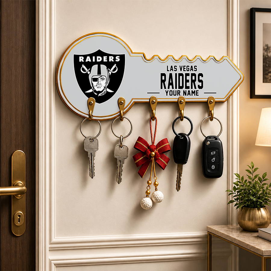 [SPECIAL OFFER] NEW CUSTOMIZED NFL07 LVR LAS VEGAS RAIDERS WALL KEY HOLDER FOR HOME
