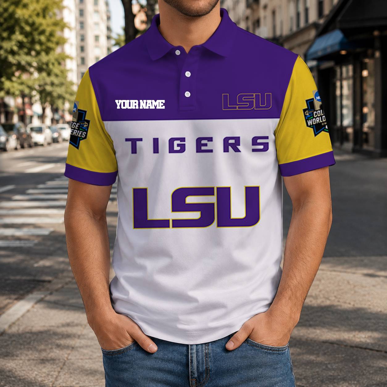 LIMITED EDITION - NEW CUSTOMIZED NCAA CWS07 LST LSU TIGERS T-SHIRT, POLO SHIRT, ZIP POLO SHIRT, SWEATSHIRT, HOODIE & ZIP HOODIE